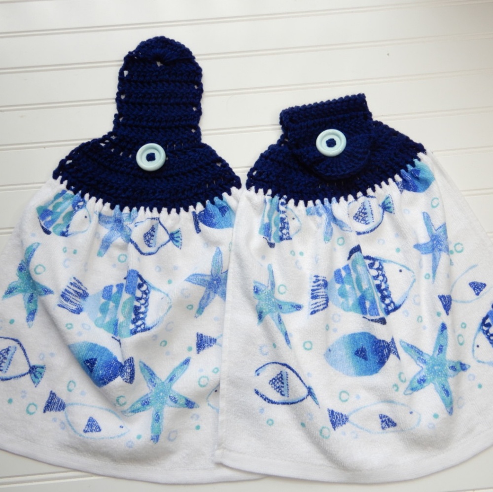 Fishy Crochet Top Towel SET of 2